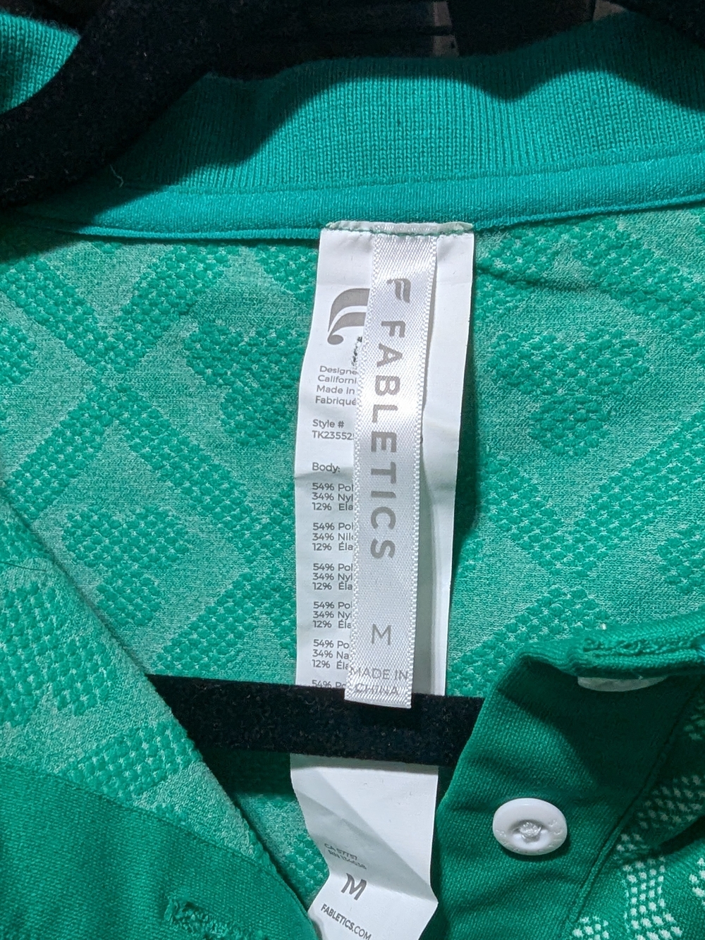 Fabletics Green Sleeveless Polo with Geometric Knit Women's M - Picture 3 of 5